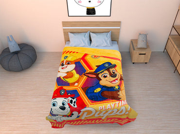 Cobertor Individual Export Silk Paw Patrol Amarillo Colchas Y Edredones