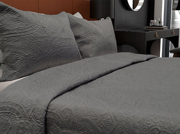 Colcha King Size Matt Satín Gris Oxford Colchas