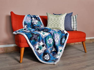 Frazada Colap Borrego Bonded Azulejo Frazadas