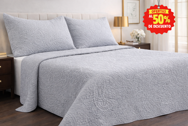 Colcha Matrimonial Matt Satín Gris