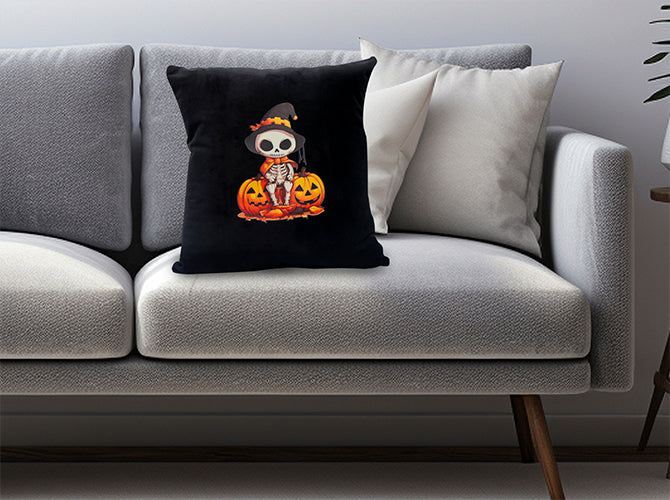 Cojín Decorativo Halloween Bruja Calavera