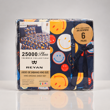 Sábanas Bambú King Size Caritas Marino