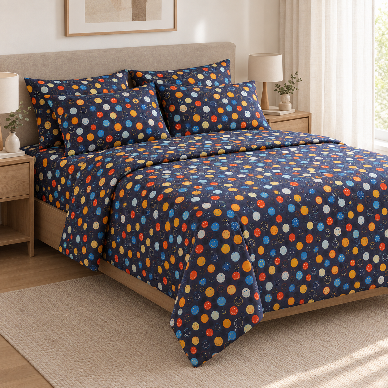 Sábanas Bambú King Size Caritas Marino