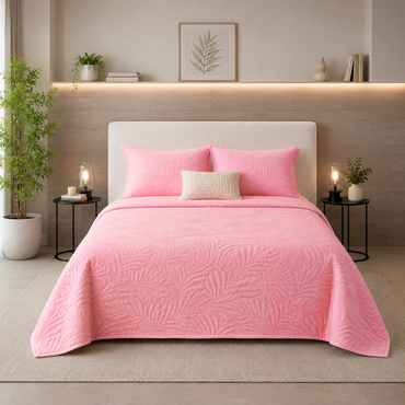 Colcha Durazno Matrimonial Rosa