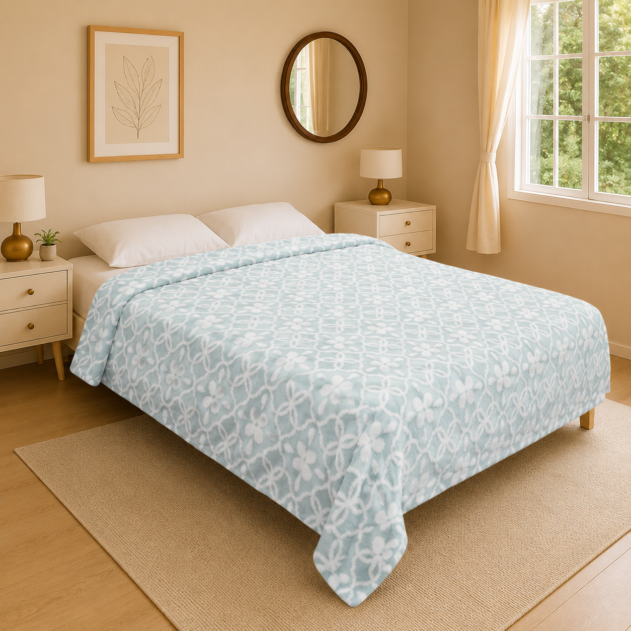 Cobertor Tufted Bicolor Matrimonial Turquesa