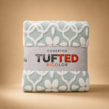 Cobertor Tufted Bicolor Matrimonial Turquesa