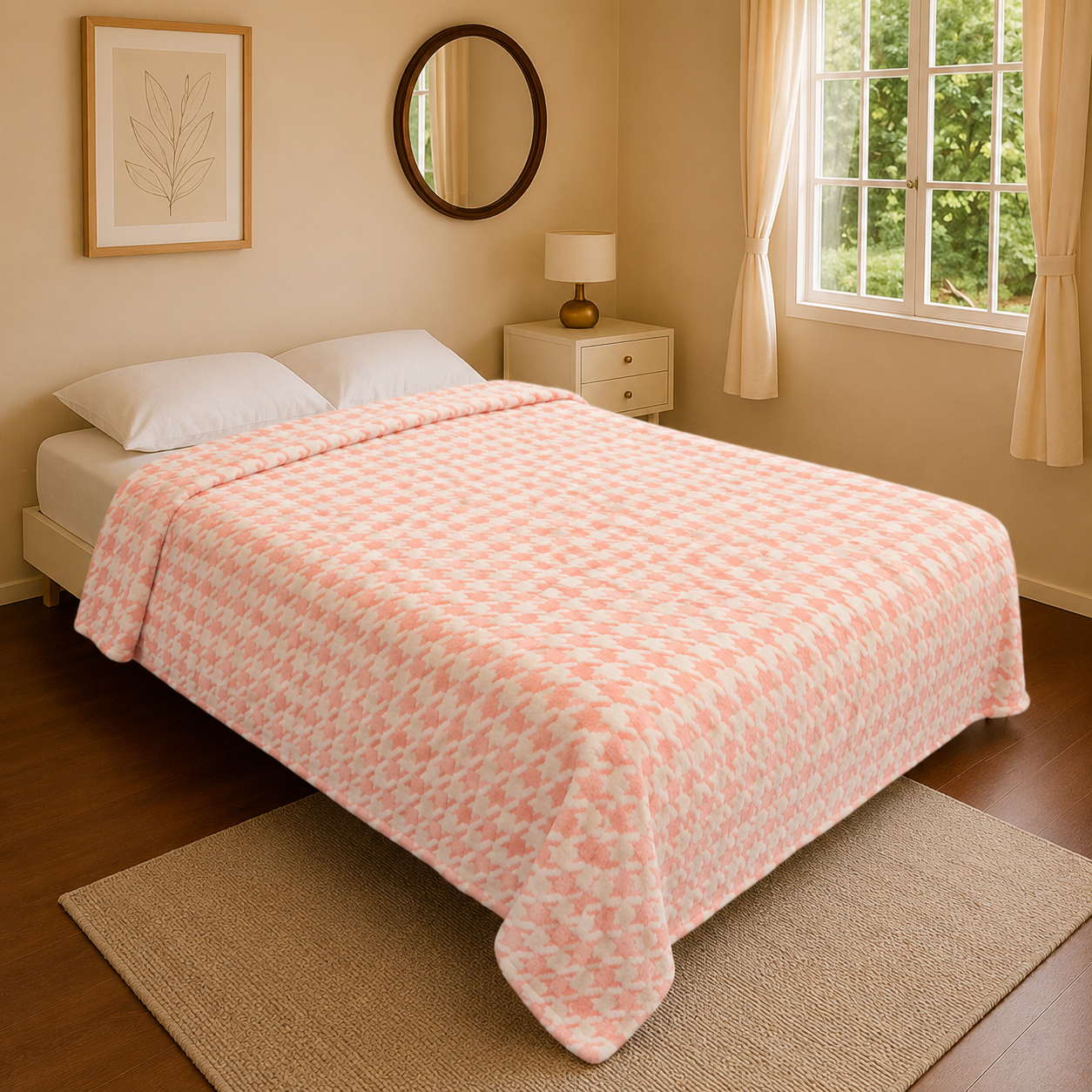 Cobertor Tufted Bicolor Matrimonial Rosa