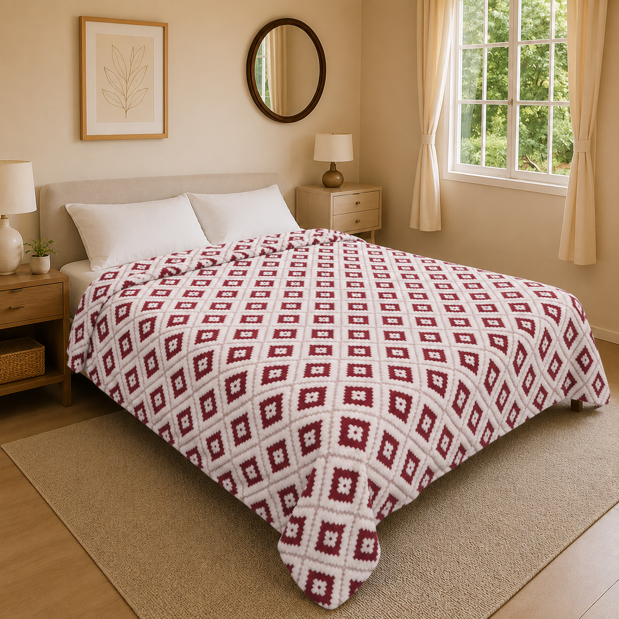 Cobertor Tufted Bicolor Matrimonial Vino