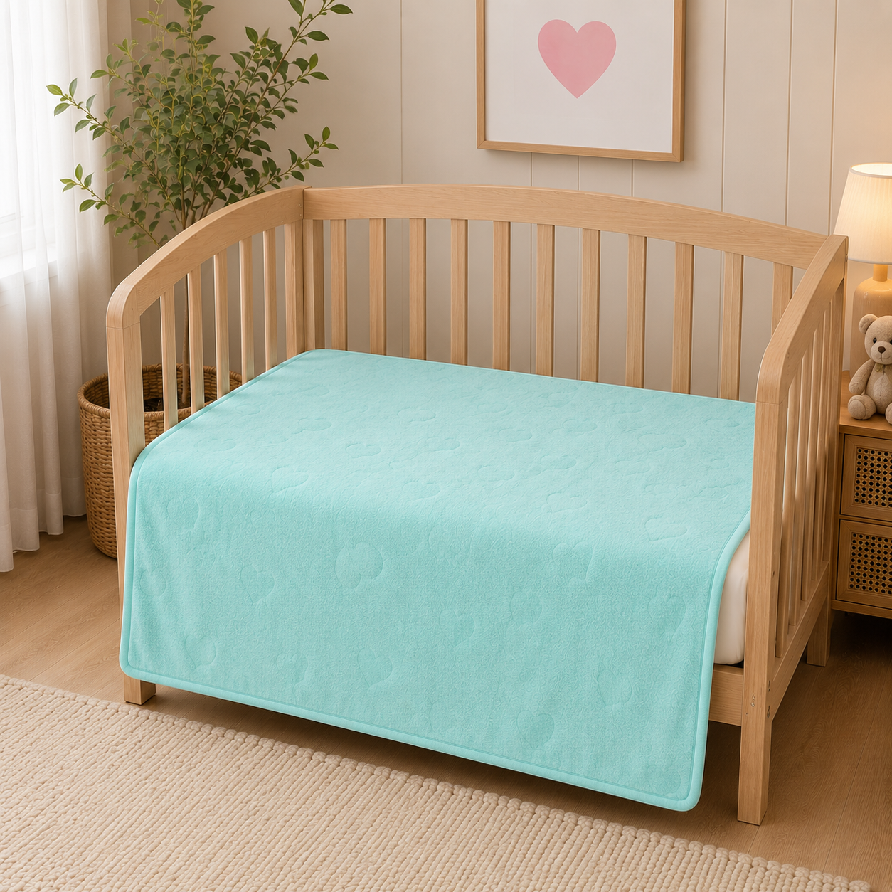 Cobertor Zig Zag Relive Corazones Menta