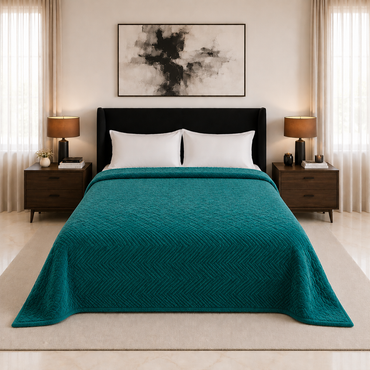Cobertor Tufted Matrimonial Turquesa