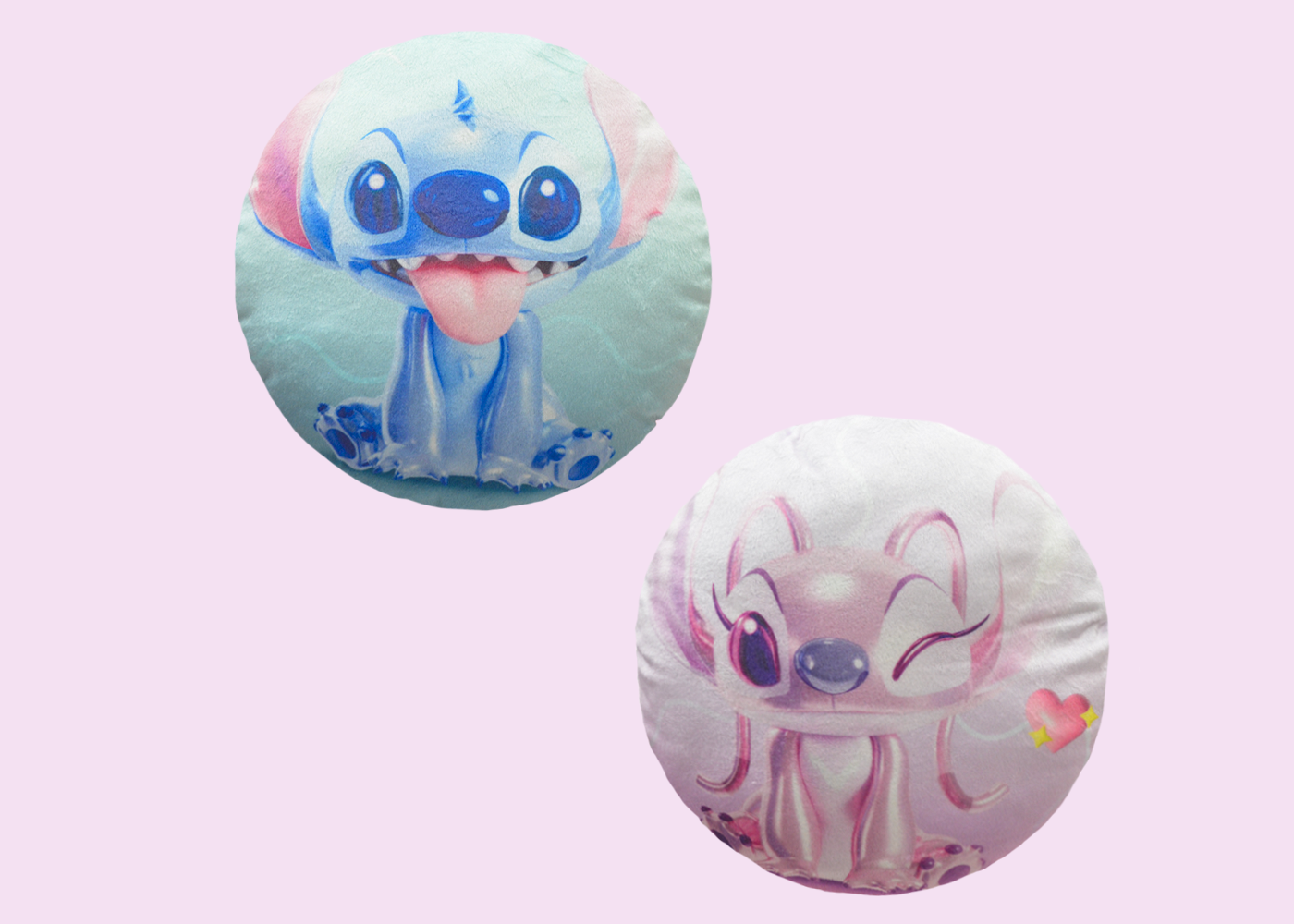 Cojín Redondo Stitch & Angel