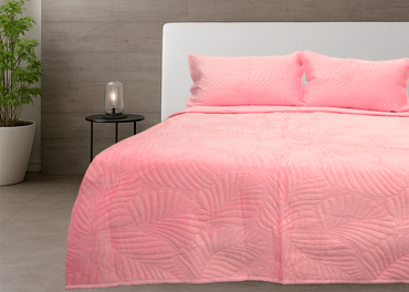 Colcha Durazno Matrimonial Rosa
