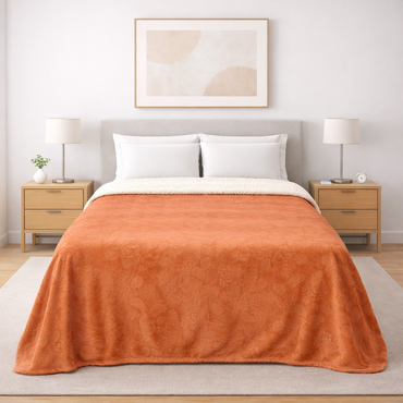 Cobertor Silk Embozado Matrimonial Café Paisley Cobertor