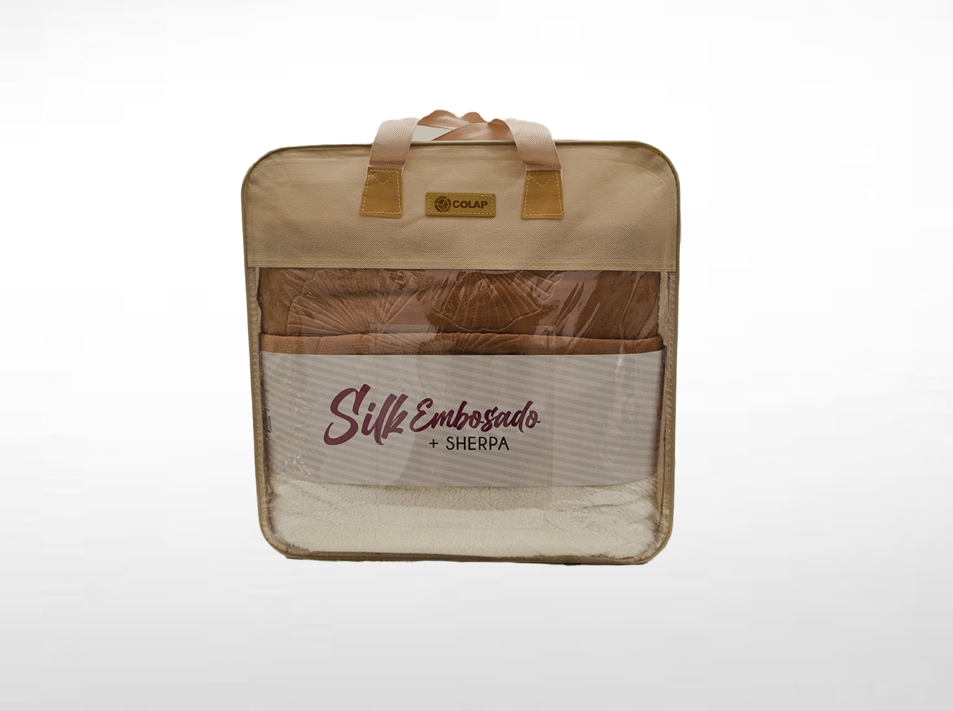 Cobertor Silk Embozado Matrimonial Café Abanicos Cobertor