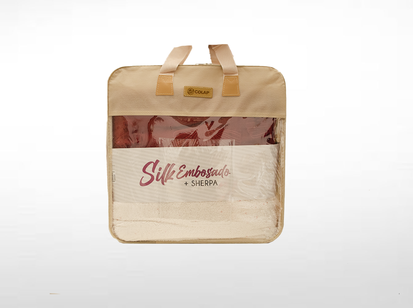 Cobertor Silk Embozado Matrimonial Rojo Hojas Cobertor