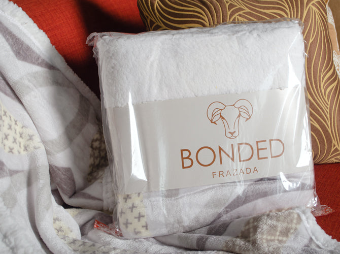 Frazada Colap Borrego Bonded Maíz Gris Frazadas