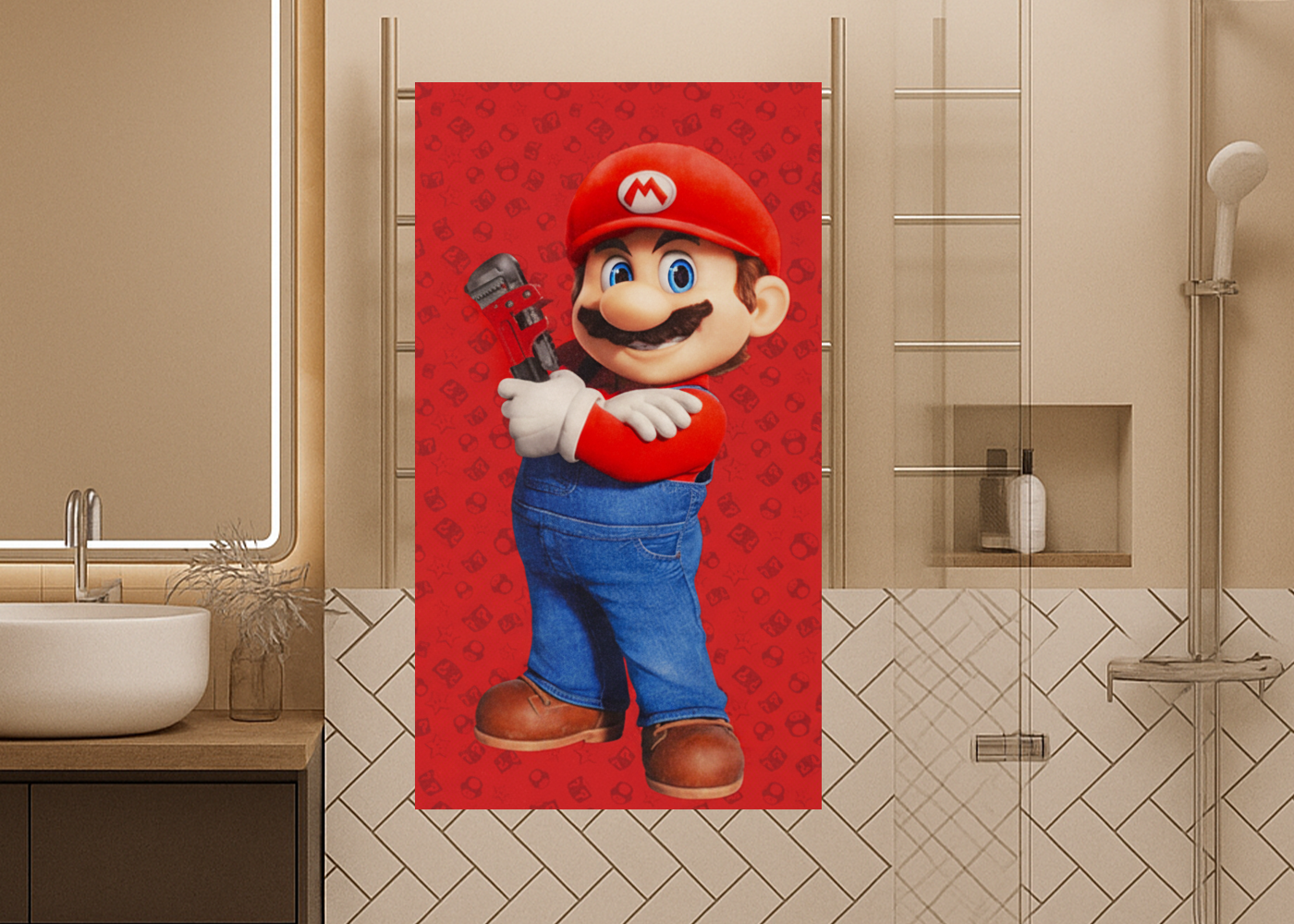 Toalla Sustentable Mario Bros Plumber Rojo