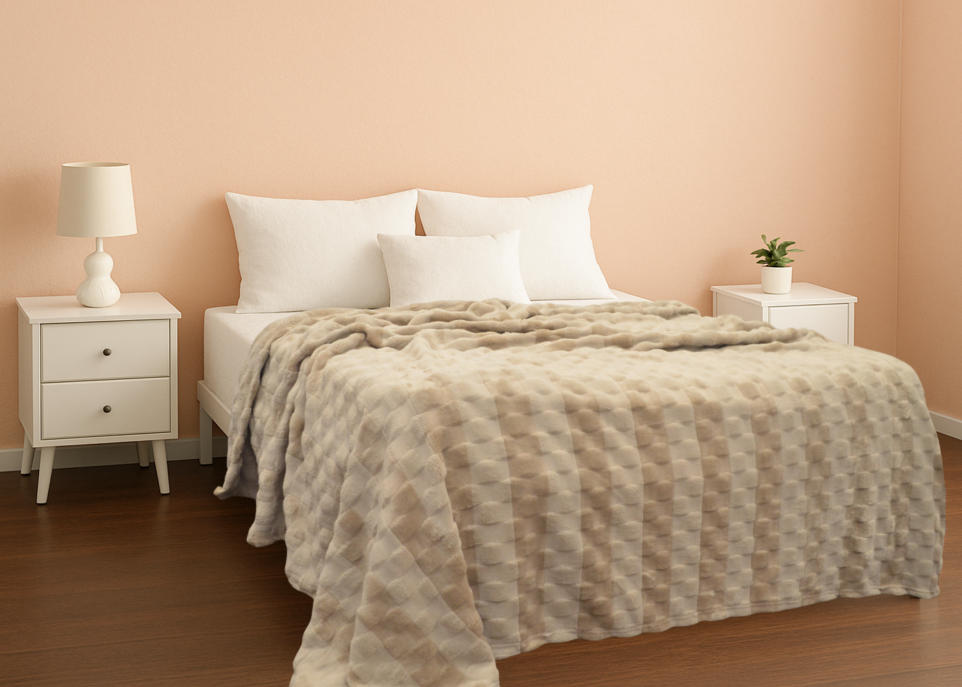 Cobertor Milk Flannel Matrimonial Beige