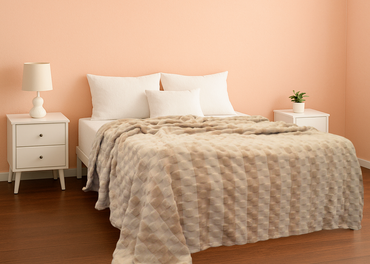 Cobertor Milk Flannel Matrimonial Beige