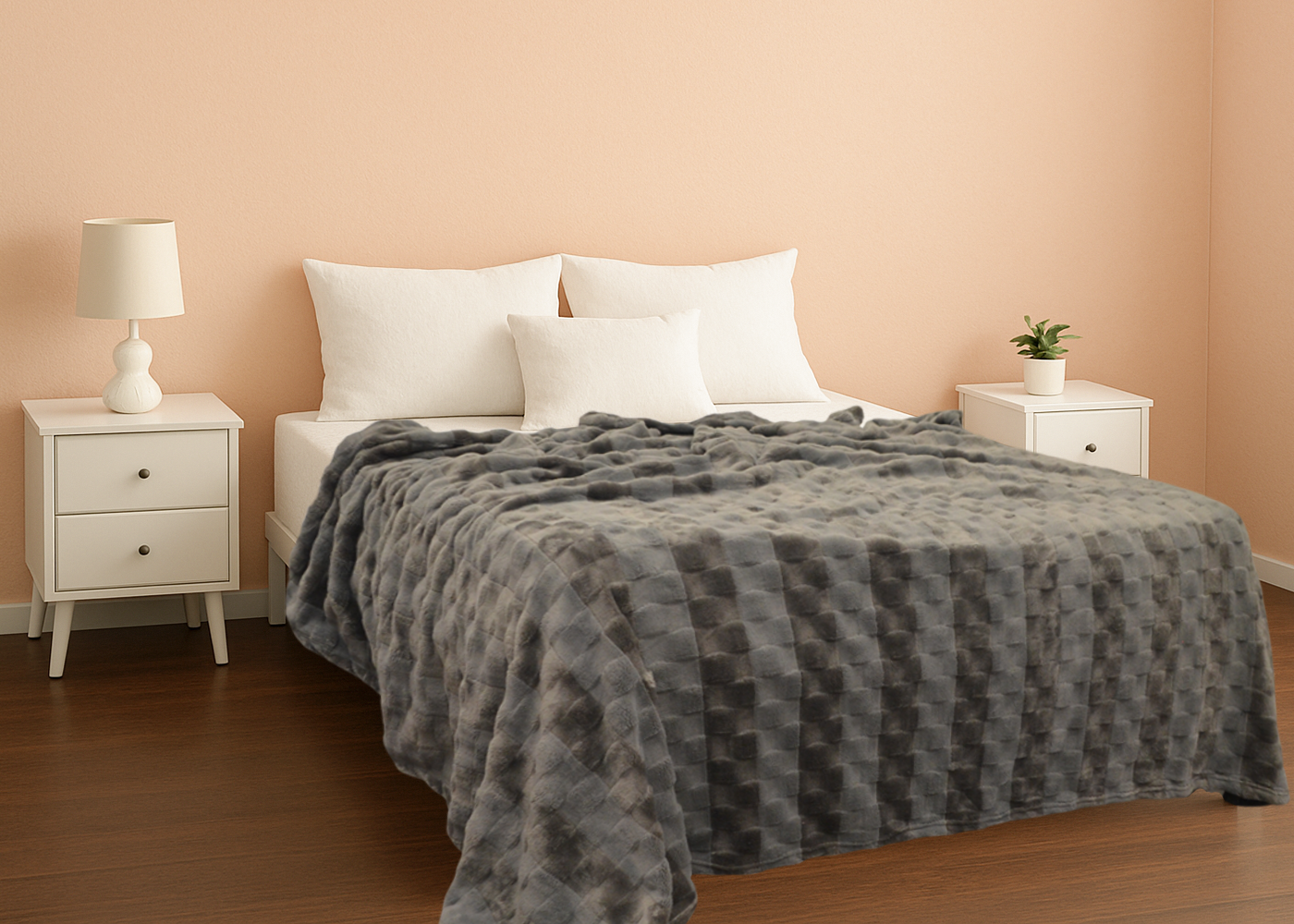 Cobertor Milk Flannel Matrimonial Gris
