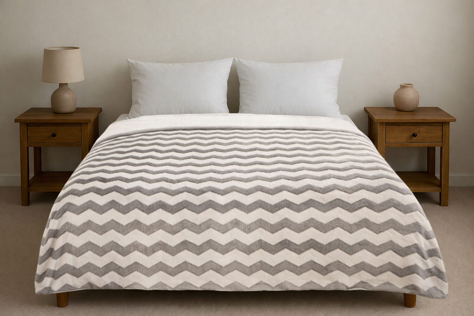 Cobertor Nevado Matrimonial Zigzag Plata