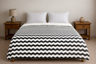 Cobertor Nevado Matrimonial Zigzag Negro