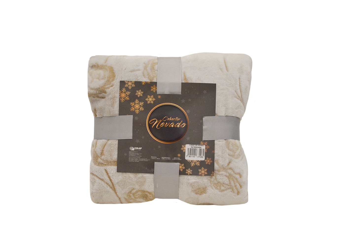Cobertor Nevado Matrimonial Flores Beige