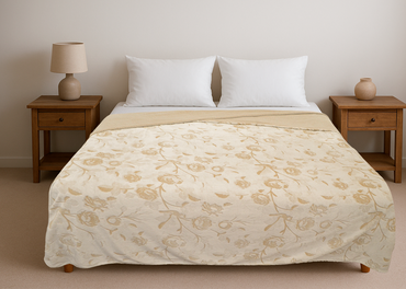 Cobertor Nevado Matrimonial Flores Beige