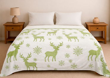 Cobertor Nevado Matrimonial Ciervo Verde