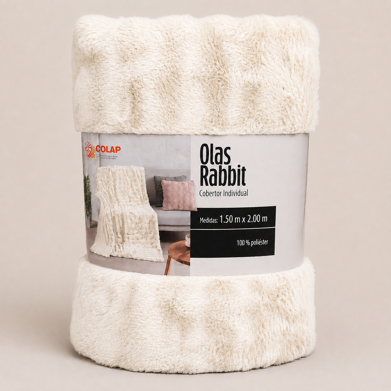 Cobertor Individual Olas Bonded Rabbit Hueso