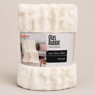 Cobertor Individual Olas Bonded Rabbit Hueso