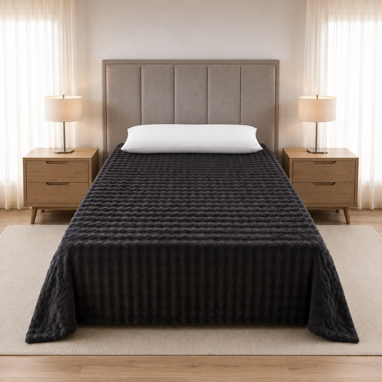 Cobertor Individual Olas Bonded Rabbit Negro