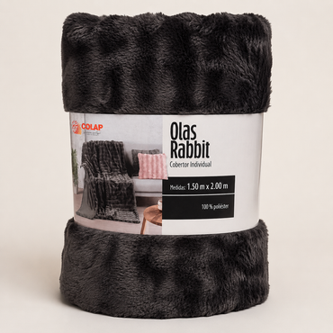 Cobertor Individual Olas Bonded Rabbit Negro