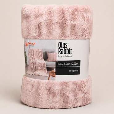 Cobertor Individual Olas Bonded Rabbit Rosa