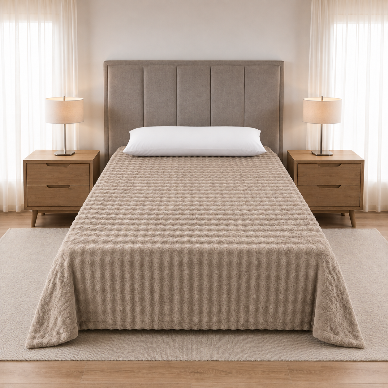 Cobertor Individual Olas Bonded Rabbit Taupe