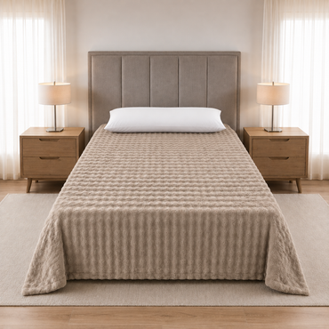 Cobertor Individual Olas Bonded Rabbit Taupe