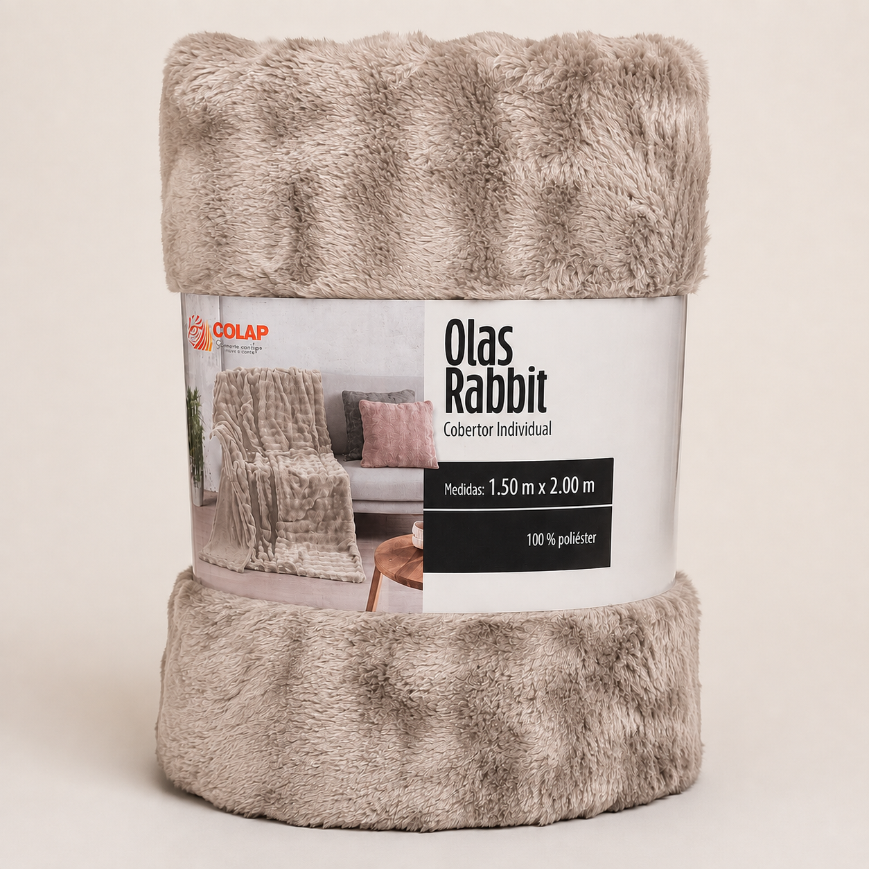Cobertor Individual Olas Bonded Rabbit Taupe