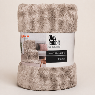Cobertor Individual Olas Bonded Rabbit Taupe