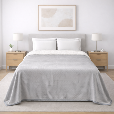 Cobertor Silk Embozado Matrimonial Plata Panal Cobertor