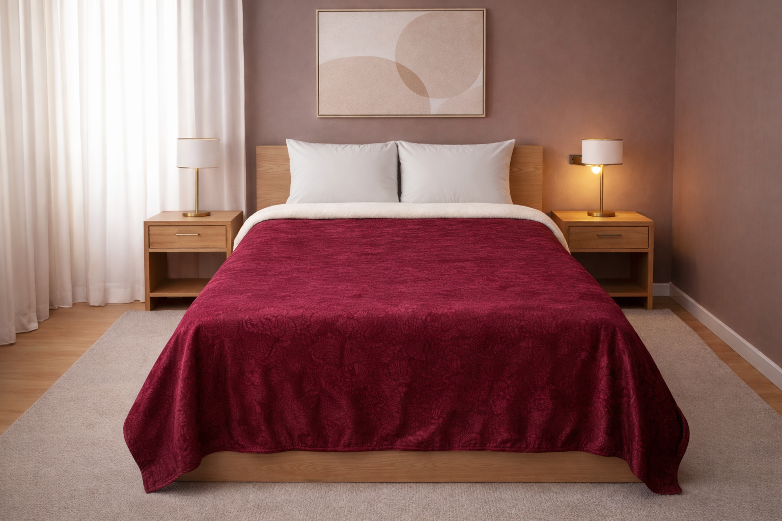 Cobertor Silk Embozado Matrimonial Rojo Paisley Cobertor