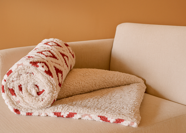 Frazada Tufted Bicolor Rojo con Blanco Frazada