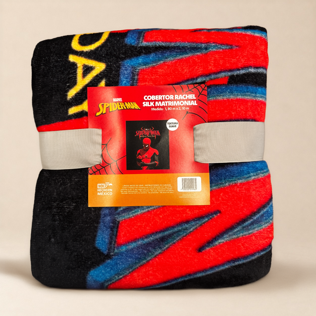 Cobertor Rachel Silk Matrimonial Spiderman Negro