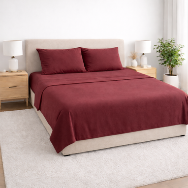 Juego de Sábanas Polar Matrimonial Vino