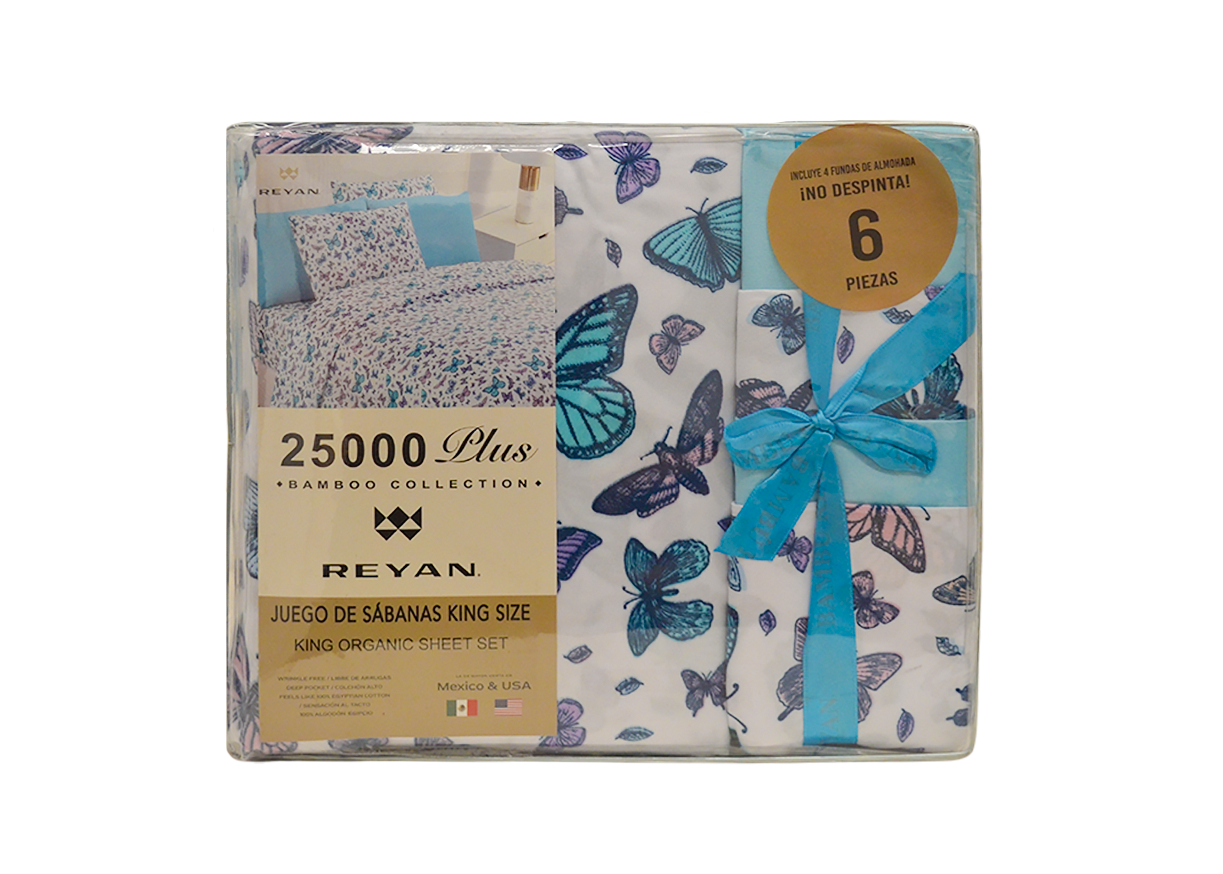 Sábanas Bambú King Size Mariposa Azul