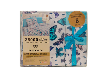 Sábanas Bambú King Size Mariposa Azul
