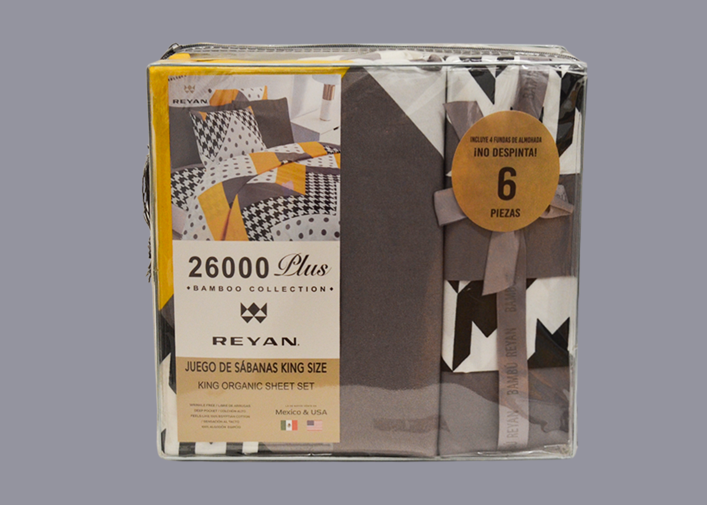 Sábanas Bambú King Size Puntos Gris