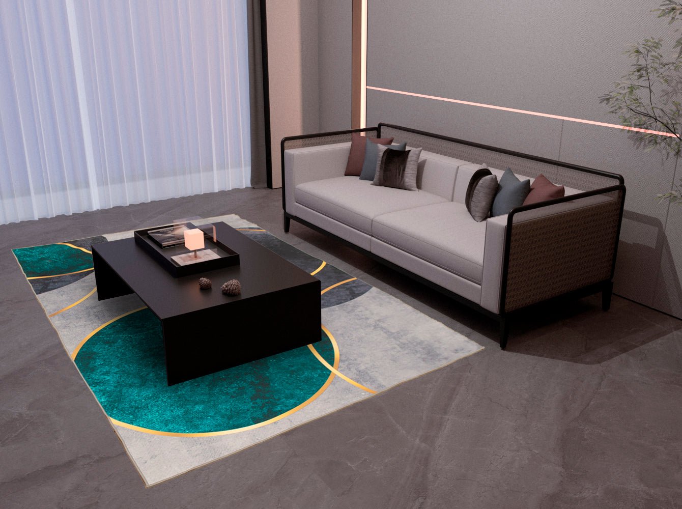 Tapete Decorativo Círculos Gris