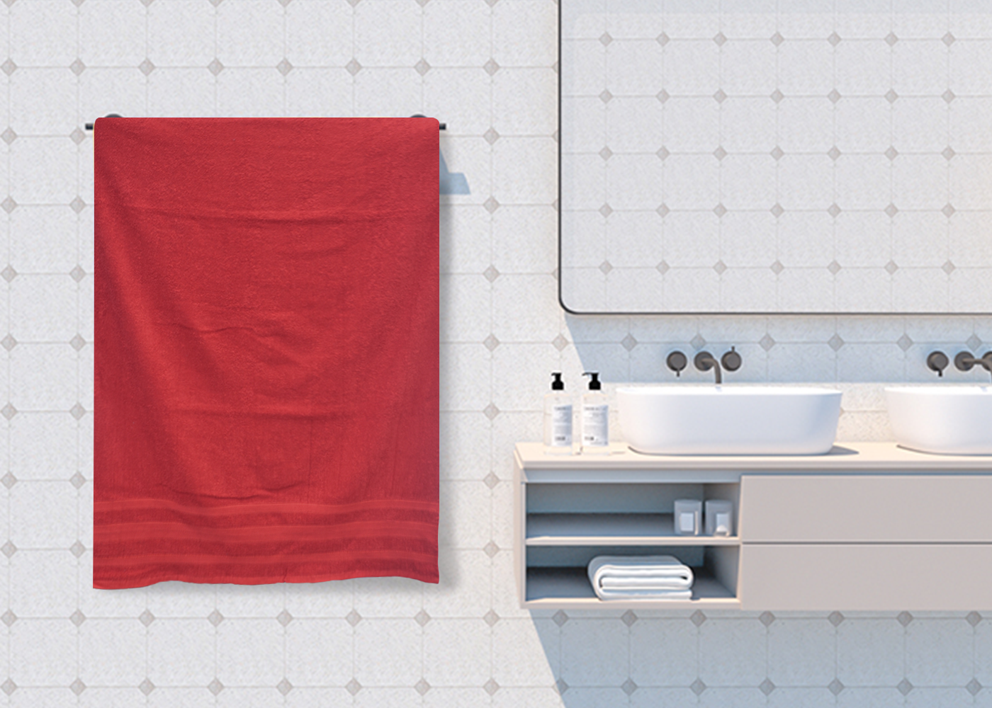 Toalla Pachona Baño Completo Rojo