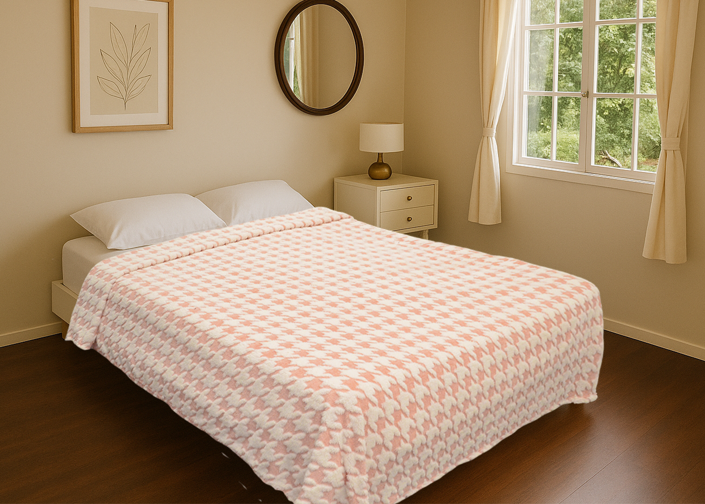 Cobertor Tufted Bicolor Matrimonial Rosa