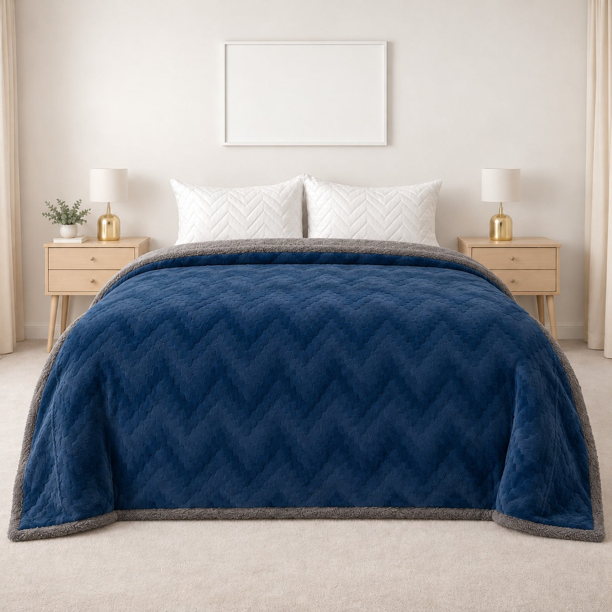 Edredón Sobrecamero Conejo Zigzag Azul